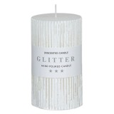 Lumanare decorativa glitter cu linii verticale in relief, 7x12 cm, Oem