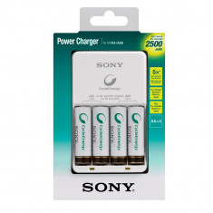 Charger priza Incarcator Sony, cu 4 acumulatori, R6/AA, 2500mAh foto