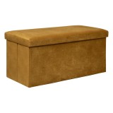 Taburet pliabil Atmosphera Lilou cu spatiu depozitare 80L, 76x38x38 cm, galben mustar Household NewTrend