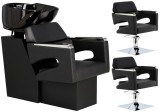 Set Scafă coafor profesională unitate de spălare model Gaja + 2 x scaune de coafură hidraulic pivotant pentru picioare și accesorii bol ceramic
