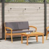 Set bistro, 2 piese, cu perne, lemn masiv acacia