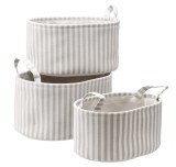 Cumpara ieftin Set 3 cosuri depozitare textil alb gri 32 x 22 x 16 cm, 35 x 25 x 18 cm, 38 x 28 x 20 cm