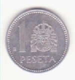 Spania 1 peseta 1985 - Juan Carlos I, Europa, Aluminiu