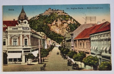 DEVA , BULEVARDUL REGINA MARIA , CARTE POSTALA , 1930 foto