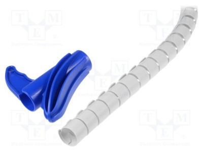 &amp;Icirc;nfăşurare spirală 16mm polipropilenă gri deschis HELLERMANNTYTON UL94HB foto