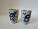 Set 2 pahare vintage din ceramică Westerwald salt glaze marcată manual cobalt