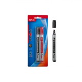 Set Markere Permanent Plus, Evemark, V&acirc;rf Rotund, 2 Bucăți, Culori Negru și Roșu, Oem
