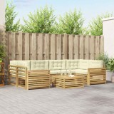Cumpara ieftin Set de canapele de exterior 7 buc. Alb si crem
