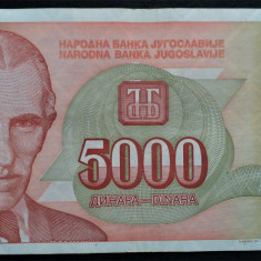 Bancnota 5000 DINARI / DINARA - YUGOSLAVIA, anul 1993 * cod 242