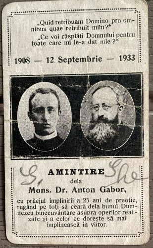 1933, Mons. Dr. Anton Gabor, Romania, camerier papal, fondatorul si dir Institutului Presa Buna, catolicism/ Tamaseni / Iasi / Biserica Catolica