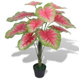 VidaXL Plantă artificială Caladium cu ghiveci, 85 cm, verde și roșu