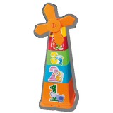 Jucarie Stivuit Apa Nisip Androni, Moara cu Numere, 5 Galeti, Sita, Elice, Plastic Rezistent, 17x17x42 cm