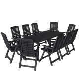 Cumpara ieftin Set mobilier de exterior, 11 piese, antracit, plastic