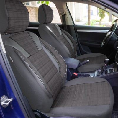 Set Huse Scaune piele si textil compatibile Skoda Octavia (2012-2020) GRI foto