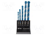 Set burghie PROLINE beton, lemn, metal, 5 piese, diametru 4-10 mm