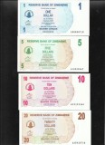 Set Zimbabwe 1 + 5 + 10 + 20 + 50 + 100 + 500 + 1000 dollars dolari 2006 aunc - unc