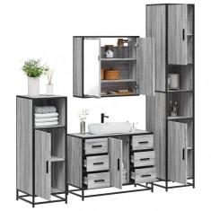 vidaXL Set de mobilier de baie 4 piese Lemn stratificat gri Sonoma 3301203