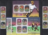 Coreea de Nord 1980 - Cupa Mondială de fotbal - Argentina 1978 și Spania 1982, 2 Ștaifuri cu Viniete diferite + 2 Colite, MNH