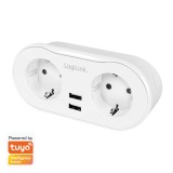 PRIZA INTELIGENTA LOGILINK, Wi-Fi Smart,Schuko x 2, USB x 2 5V/2.4A max. 12W,prot. Supracurent / supratensiune, IP20, compatibil TUYA, Amazon Alexa si