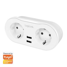 PRIZA INTELIGENTA LOGILINK, Wi-Fi Smart,Schuko x 2, USB x 2 5V/2.4A max. 12W,prot. Supracurent / supratensiune, IP20, compatibil TUYA, Amazon Alexa si foto