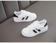 Adidasi albi cu insertii negre (Marime Disponibila: Marimea 28) foto