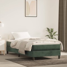 vidaXL Saltea de pat cu arcuri, verde &icirc;nchis, 120x190x20 cm, catifea
