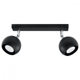 Lustră De Tavan Oculară Negru Oțel 2 Becuri Minge Modernă De Interior