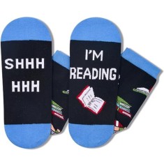 Sosete, amuzante, de lectura, Shhhh I&amp;#039;m reading, Marime universala: 40-44, Sosete moi si fine cu 78% bumbac