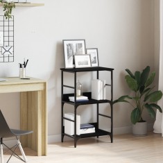 vidaXL Bibliotecă, stejar negru, 50x33x82 cm, lemn prelucrat și oțel