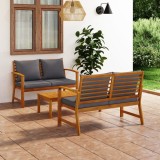 Gossi set mobilier de gradina cu perne, 3 piese, lemn masiv acacia