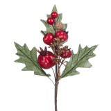 Crenguță Decorativă, Berries Rodie, Frunze Verzi, 17x12cm, Multicolor, Oem