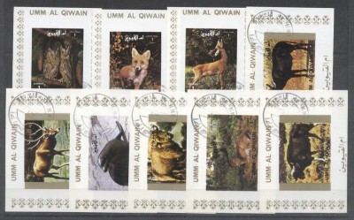 Umm al Qiwain 1973 Animals, 9 mini sheet, used AT.044 foto