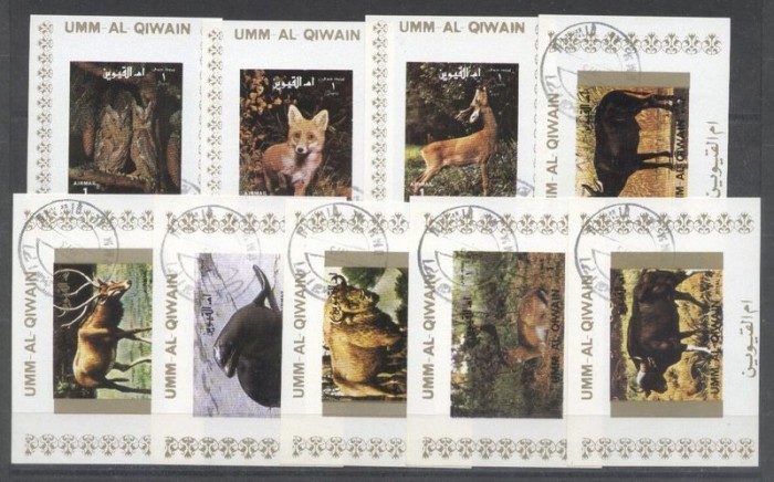 Umm al Qiwain 1973 Animals, 9 mini sheet, used AT.044
