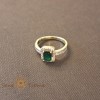 Inel elegant cu zirconia verde si cristale albe - placat 14k