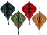 Set 4 decoratiuni Craciun hartie multicolora &Oslash; 30 cm x 40 H