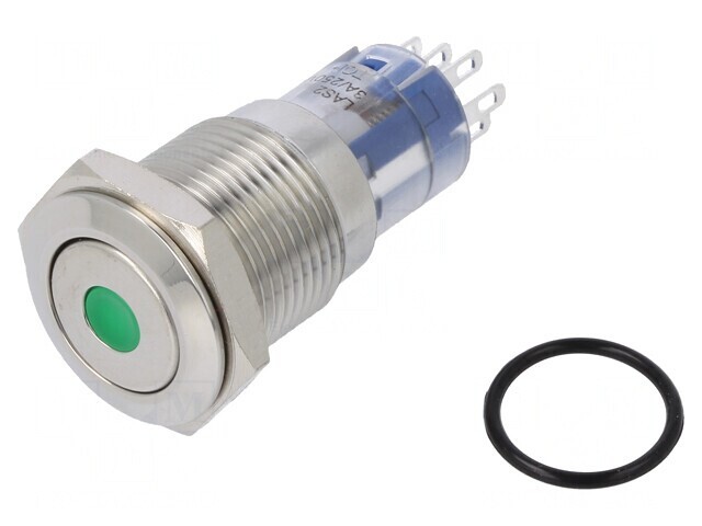 Comutator Anti-Vandalism DPDT Verde 3A 250VAC IP67