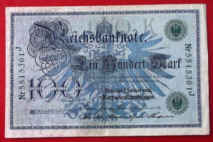 Germania 100 mark 1908 seria verde 361 **