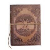 Agenda din piele naturala decorata in relief - Copacul vietii