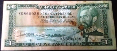SV * Etiopia / Ethiopia 1 DOLAR / ONE ETHIOPIAN DOLLAR 1966 +/-VF foto