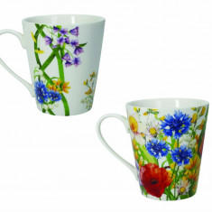 Set 2 cani Fiori Di Campo, Brandani, 300 ml, portelan New Bone China