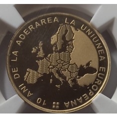 Rom&acirc;nia, 50 Bani 2017, Aderarea la U.E., PF 69.
