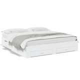Cumpara ieftin Cadru de pat cu sertare, alb, 180x200 cm, lemn prelucrat