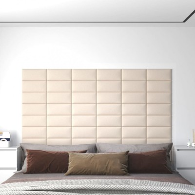 vidaXL Panouri de perete, 12 buc., crem, 30x15 cm, catifea, 0,54 m&amp;sup2; foto