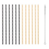 Set Paie Reutilizabile din Plastic Negru și Aurit cu Perie de Curatare, CMCLASS