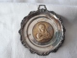 Argint MEDALION FECIOARA MARIA cu PRUNCUL ISUS de colectie MASIV PECTORAL 1900