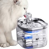 Dispenser apa automat, tip fantana pentru pisici si caini, Linomag&reg;, Purificare si filtrare a apei, Otel inoxidabil, Reglare debit, 2L, Transparent