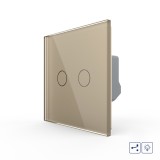 Cumpara ieftin Intrerupator touch dublu cap scara cu variator Livolo, auriu