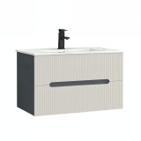 Cumpara ieftin Trent 80 dulap de baie inferior cu chiuvetă ceramică (2 sertare) gri antracit-alb