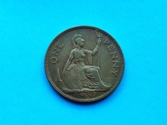 1 Penny 1937 Anglia-stare buna foto