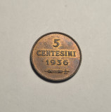 San Marino 5 Centesimi 1936 UNC Piesa de Colectie, Europa